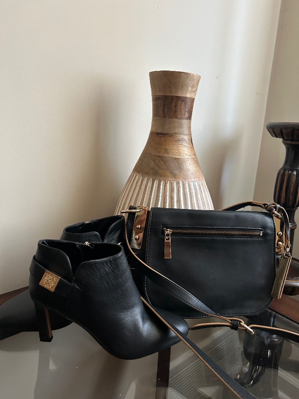Vince Camuto leather crossbody/Vince Camuto ankle booties